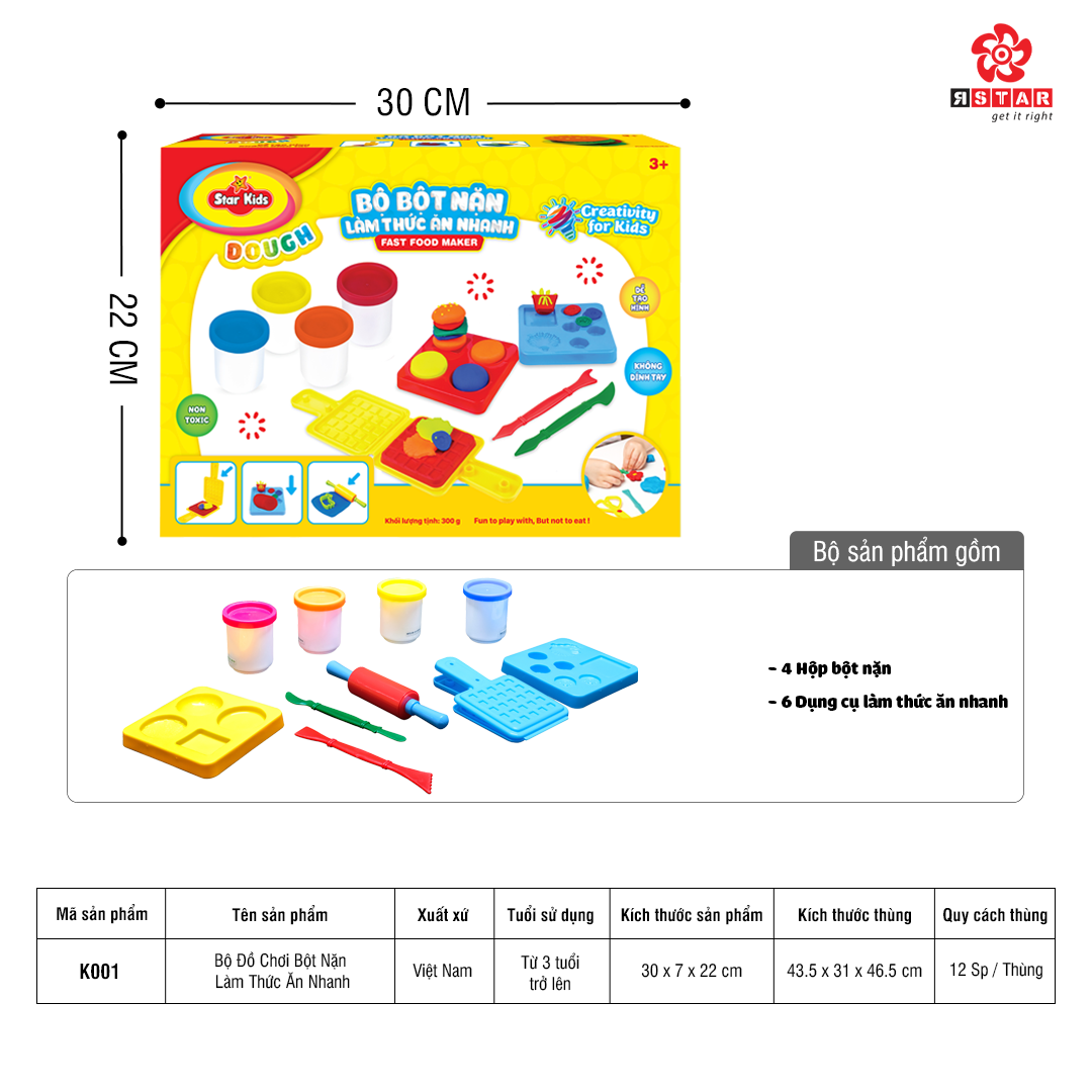  K001 Bộ Đồ Chơi Bột Nặn Làm Thức Ăn Nhanh 