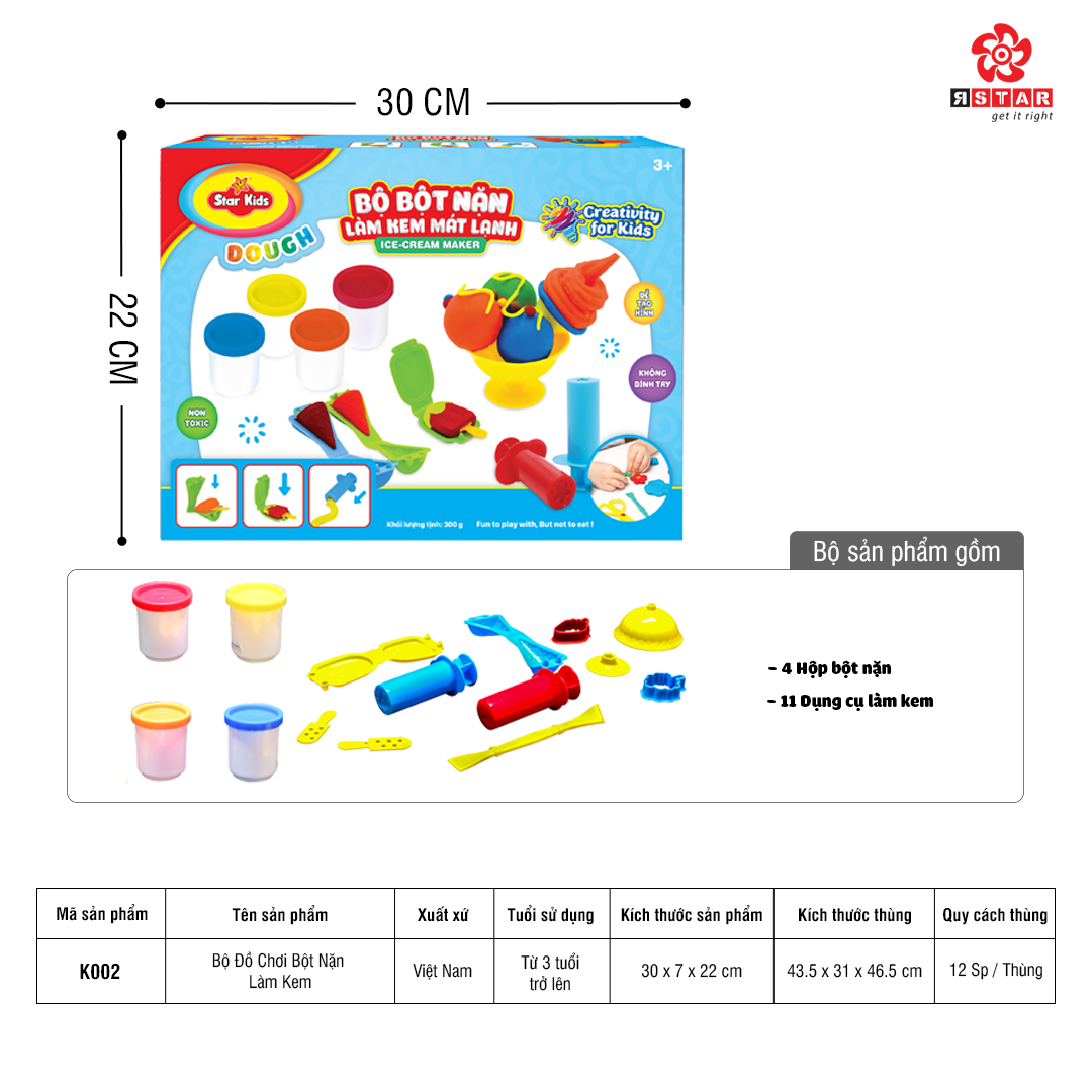  K002 Bộ Đồ Chơi Bột Nặn Làm Kem 
