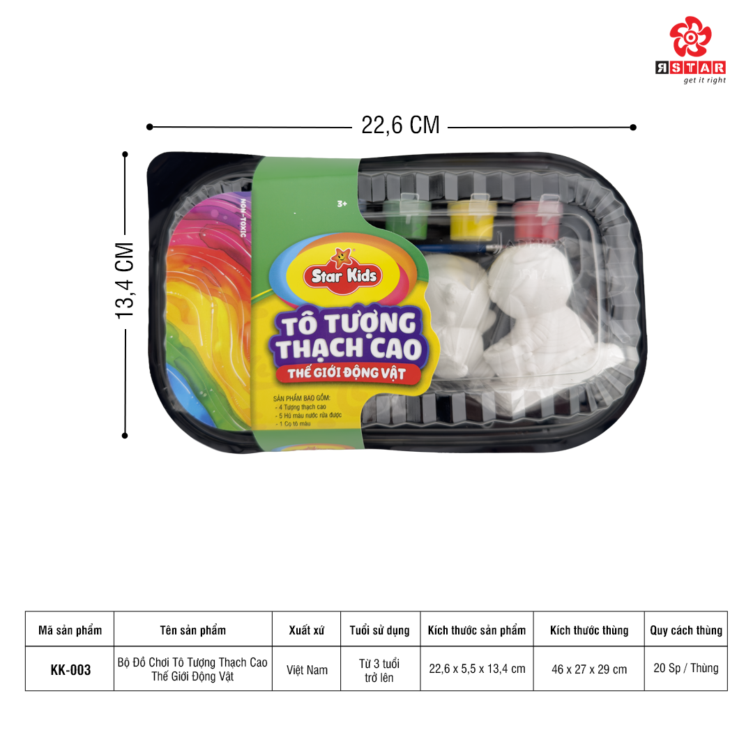  Kk-003 Bộ Đồ Chơi Tô Tượng Thạch Cao Thế Giới Động Vật 