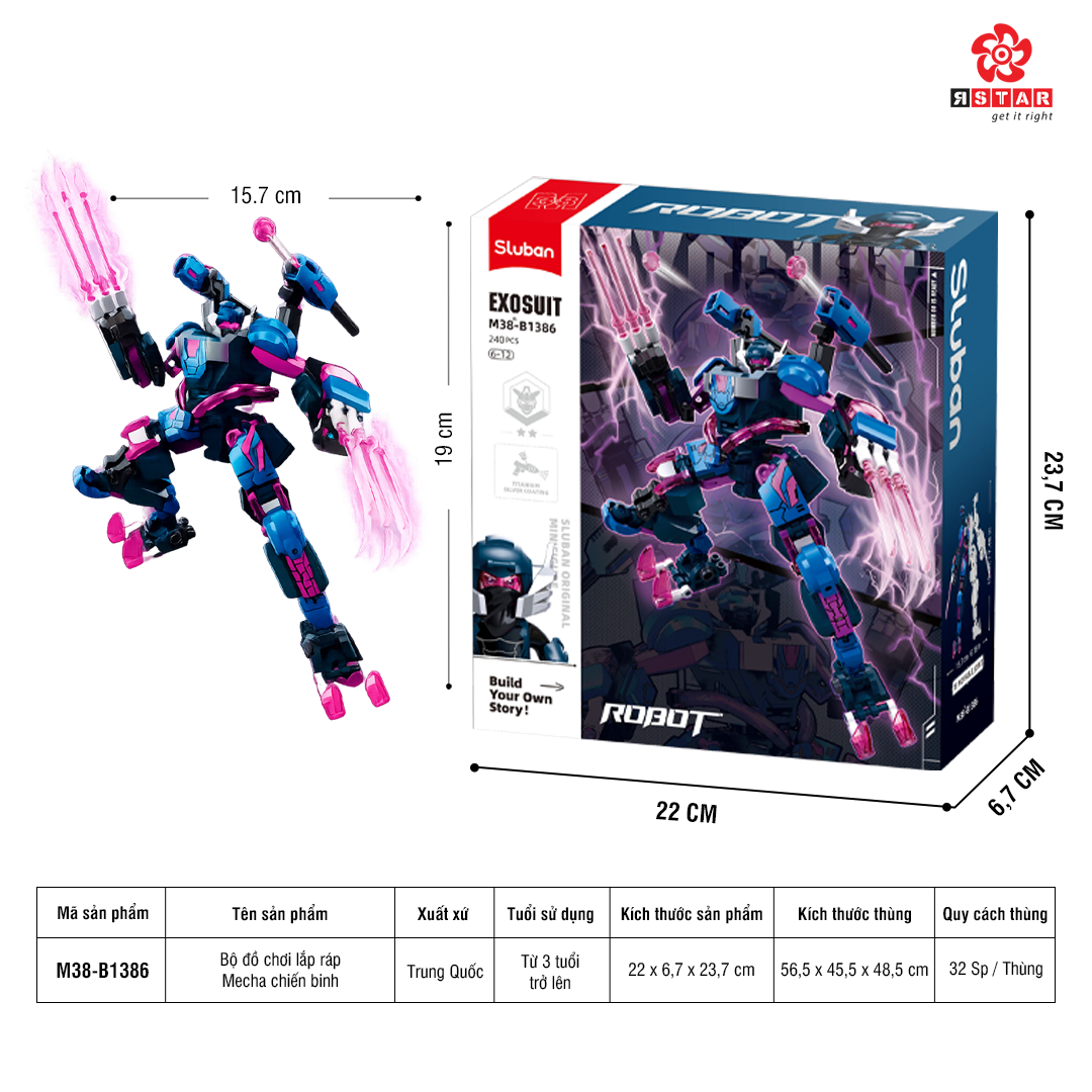 M38-B1386 Bộ Đồ Chơi Lắp Ráp Mecha Chiến Binh 