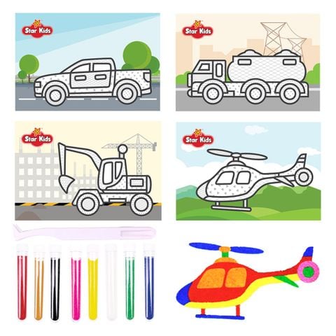  Bộ Đồ Chơi Tranh Cát Màu Star Kids Cho Bé Thỏa Sức Sáng Tạo - Kèm 8 Lọ Cát Màu, Cho Bé 3+ 