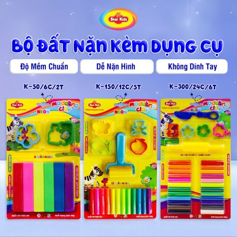  Bộ Đất Nặn Kèm Dụng Cụ Star Kids, Đa Dạng Kích Thước, Phát Triển Vận Động Tinh, An Toàn Cho Bé 