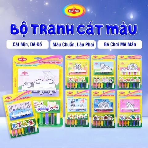 Bộ Đồ Chơi Tranh Cát Màu Star Kids Cho Bé Thỏa Sức Sáng Tạo - Kèm 8 Lọ Cát Màu, Cho Bé 3+ 