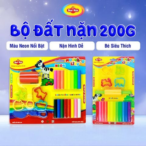  Bộ Đồ Chơi Đất Nặn 200g Star Kids, Kèm Dụng Cụ, Màu Tự Nhiên, An Toàn Cho Bé Trên 3 Tuổi 
