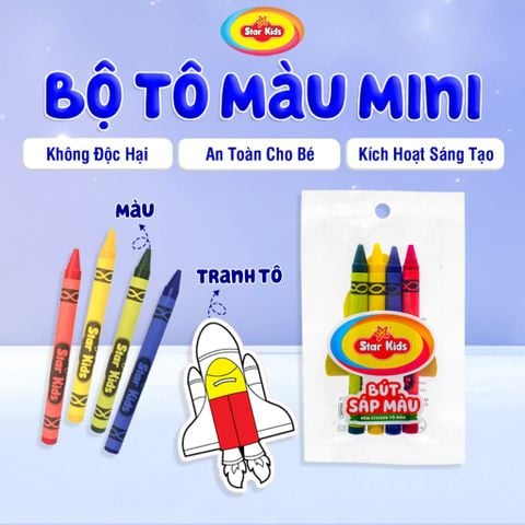  Bộ Tô Màu Mini Star Kids Kèm Bút Sáp Màu, Đồ Chơi Tô Màu Cho Bé, Phát Triển Khả Năng Sáng Tạo 