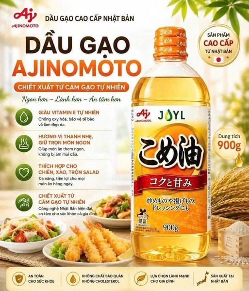 Dầu gạo Ajinomoto chiết xuất từ mầm gạo 900g Nhật Bản