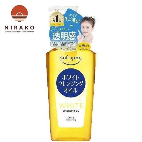 Dầu tẩy trang dưỡng trắng da Kose Softymo White Cleansing Oil 240ml