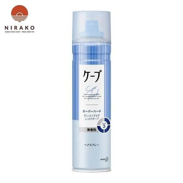 Gôm Xịt Tóc Tạo Kiểu Giữ Nếp Tóc Kao Cape Super Hard Không Mùi Xanh Dương (Cứng Vừa)