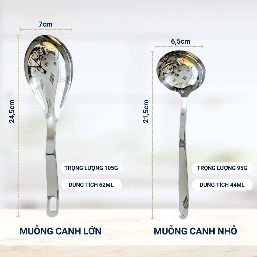 Muỗng Vá Múc Canh Cao Cấp Inox 304 DandiHome Chính Hãng