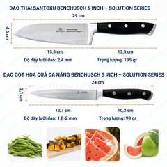Bộ 02 Dao Nhà Bếp Benchusch Solution Series - Dao Santoku 6 Inch & Dao Gọt 5 Inch