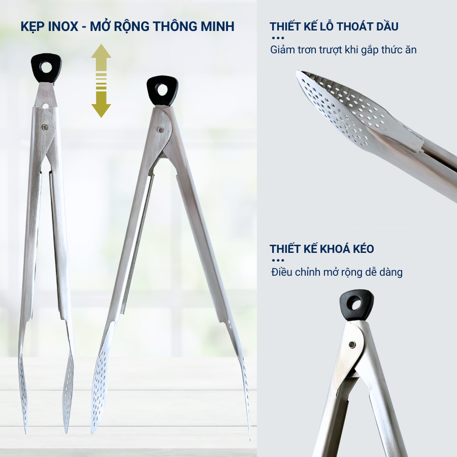 Kẹp Gắp Thức Ăn Đa Năng Inox 304 DandiHome