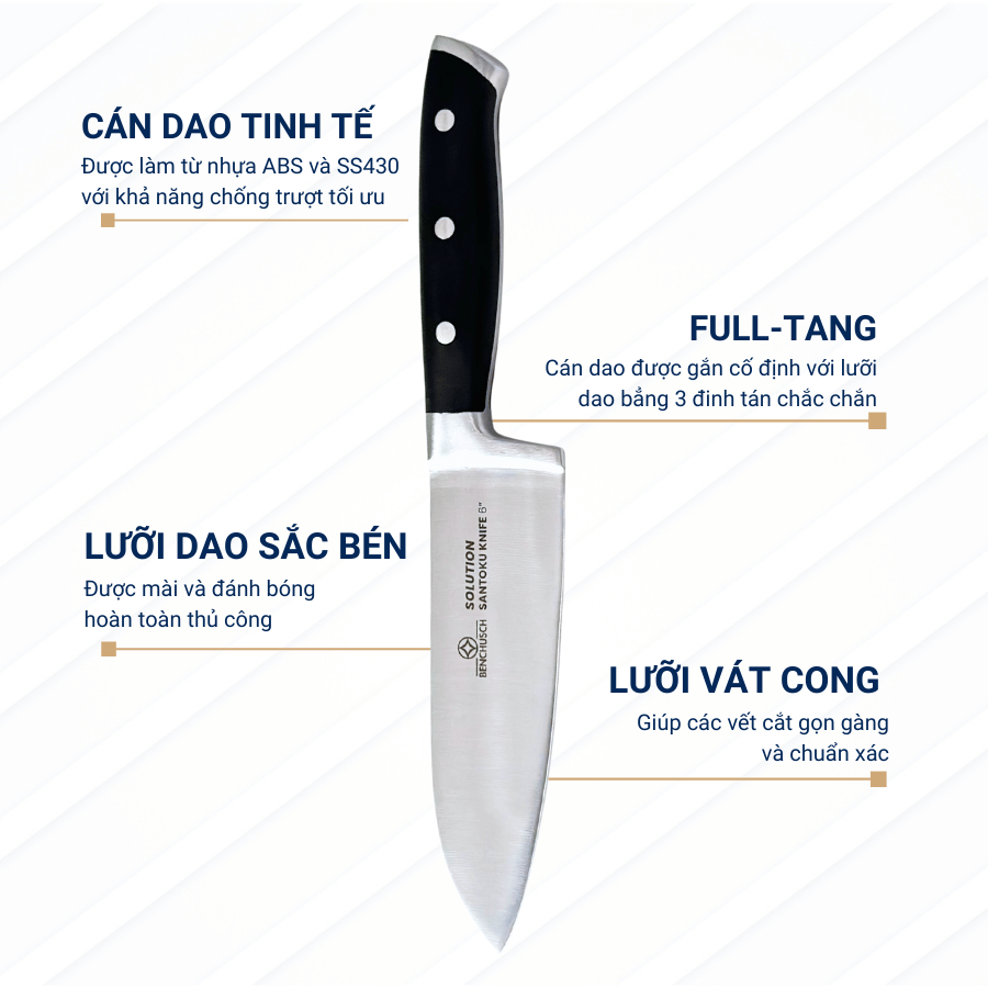Bộ 02 Dao Nhà Bếp Benchusch Solution Series - Dao Santoku 6 Inch & Dao Gọt 5 Inch