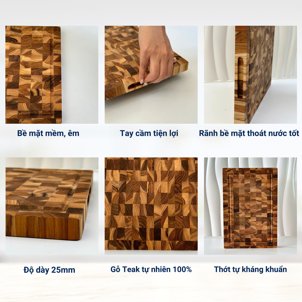 Thớt Gỗ Teak Katana KT00 và KT01 (Dày 25mm) – Tiện Lợi Thái Băm – Dễ Dàng Vệ Sinh