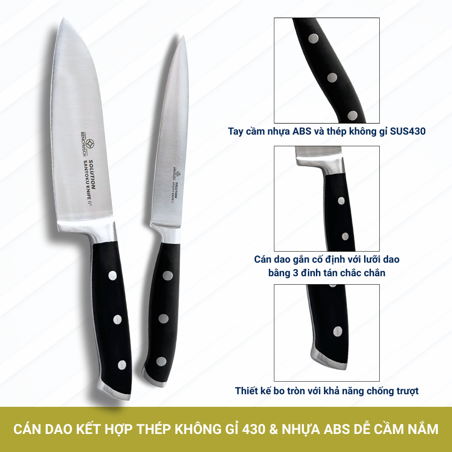 Bộ 02 Dao Nhà Bếp Benchusch Solution Series - Dao Santoku 6 Inch & Dao Gọt 5 Inch