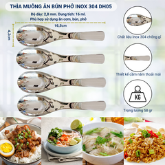 Bộ 4 Thìa Muỗng Inox 304 DandiHome - Thìa Muỗng Ăn Cơm, Ăn Phở, Ăn Soup, Thìa Trà, Cà Phê Cao Cấp