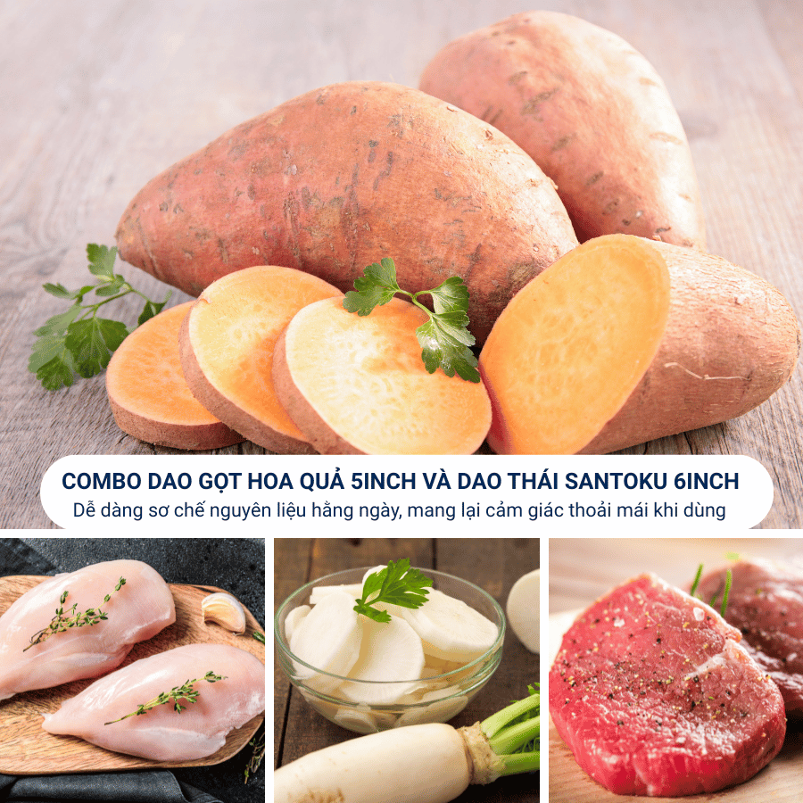 Bộ 02 Dao Nhà Bếp Benchusch Solution Series - Dao Santoku 6 Inch & Dao Gọt 5 Inch