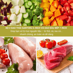 Bộ 02 Dao Nhà Bếp Benchusch Solution Series - Dao Đầu Bếp 7 Inch & Dao Santoku 6 Inch