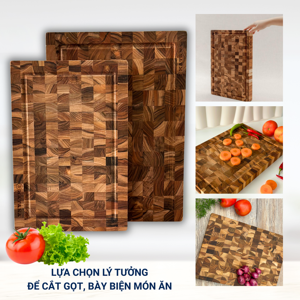 Thớt Gỗ Teak Katana KT00 và KT01 (Dày 25mm) – Tiện Lợi Thái Băm – Dễ Dàng Vệ Sinh