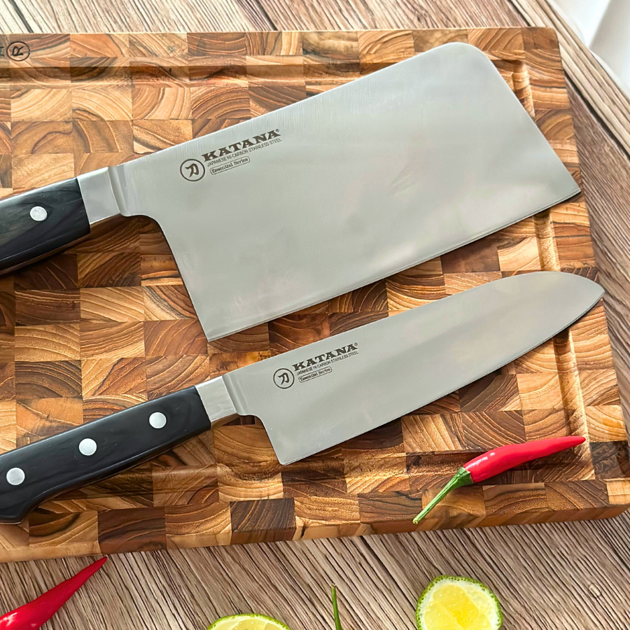 Bộ Dao Chặt và Dao Bếp Cao Cấp Katana Essential Chopping 200mm & Santoku 165mm – KATA206 & KATA201