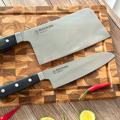 Bộ Dao Chặt và Dao Bếp Cao Cấp Katana Essential Chopping 200mm & Santoku 165mm – KATA206 & KATA201