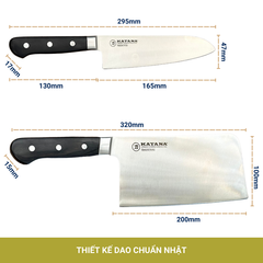 Bộ Dao Chặt và Dao Bếp Cao Cấp Katana Essential Chopping 200mm & Santoku 165mm – KATA206 & KATA201
