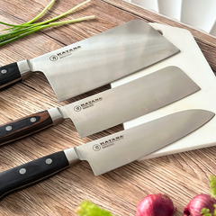 Bộ 03 Dao Bếp Cao Cấp Katana Essential - Dao Chặt 200mm & Dao Bếp Santoku 165mm & Dao Thái Nakiri 180mm – KATA201-203-206