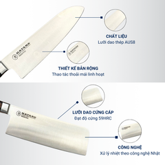Bộ 2 Dao Katana Essential Santoku 165mm & Nakiri 180mm – Dao Thái Thịt Cá Rau Củ – KATA201 & KATA203