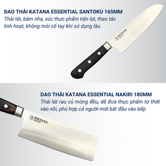 Bộ 2 Dao Katana Essential Santoku 165mm & Nakiri 180mm – Dao Thái Thịt Cá Rau Củ – KATA201 & KATA203