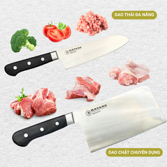 Bộ Dao Chặt và Dao Bếp Cao Cấp Katana Essential Chopping 200mm & Santoku 165mm – KATA206 & KATA201
