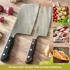 Bộ Dao Chặt và Dao Thái Cao Cấp Katana Essential Chopping 200mm & Nakiri 180mm – KATA206 & KATA203
