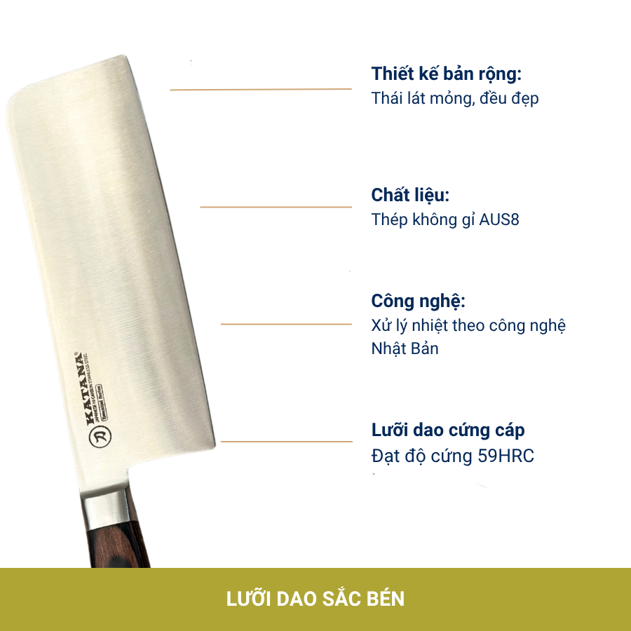 Dao Bếp Cao Cấp KATANA Essential Nakiri 180mm - Dao Thái Rau Củ Quả KATA203