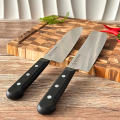 Bộ 2 Dao Katana Basic Santoku & Nakiri 165mm – Dao Thái Thịt Cá Rau Củ – KATA401 & KATA403