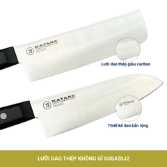 Bộ 2 Dao Katana Basic Santoku & Nakiri 165mm – Dao Thái Thịt Cá Rau Củ – KATA401 & KATA403