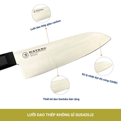 Dao Bếp Cao Cấp KATANA Basic Santoku 165mm - Dao Thái Đa Năng KATA401