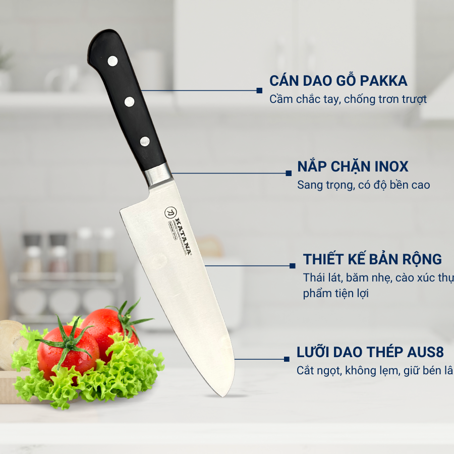 Dao Bếp Cao Cấp KATANA Essential Santoku 165mm - Dao Thái Đa Năng KATA201