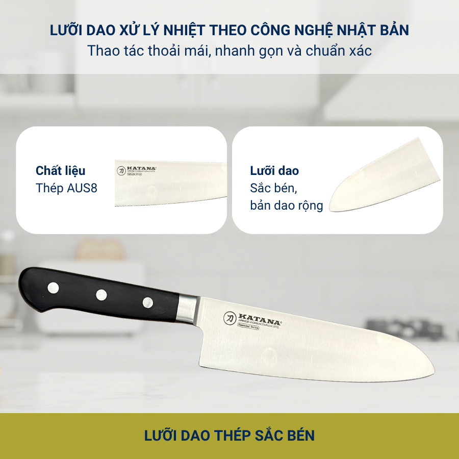 Dao Bếp Cao Cấp KATANA Essential Santoku 165mm - Dao Thái Đa Năng KATA201