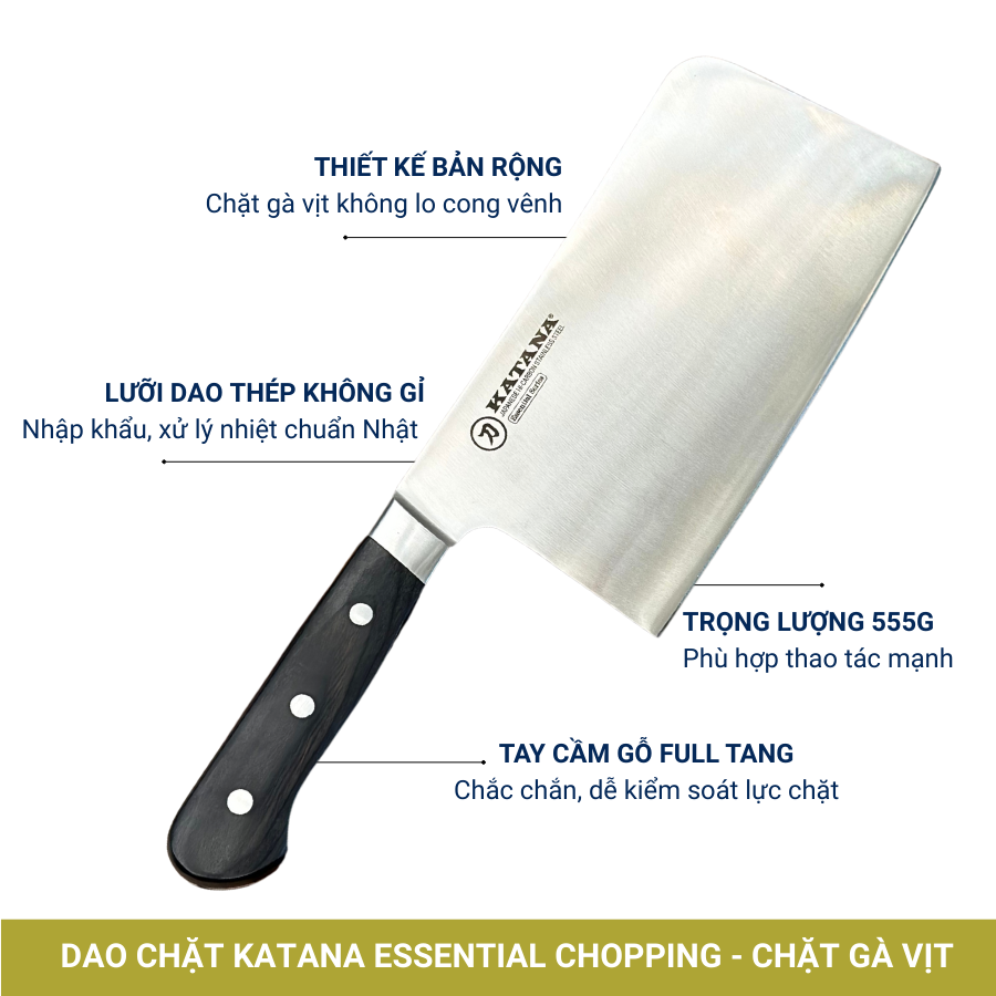 Bộ Dao Chặt và Dao Thái Cao Cấp Katana Essential Chopping 200mm & Nakiri 180mm – KATA206 & KATA203