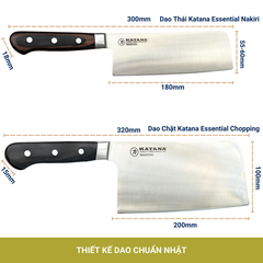 Bộ Dao Chặt và Dao Thái Cao Cấp Katana Essential Chopping 200mm & Nakiri 180mm – KATA206 & KATA203