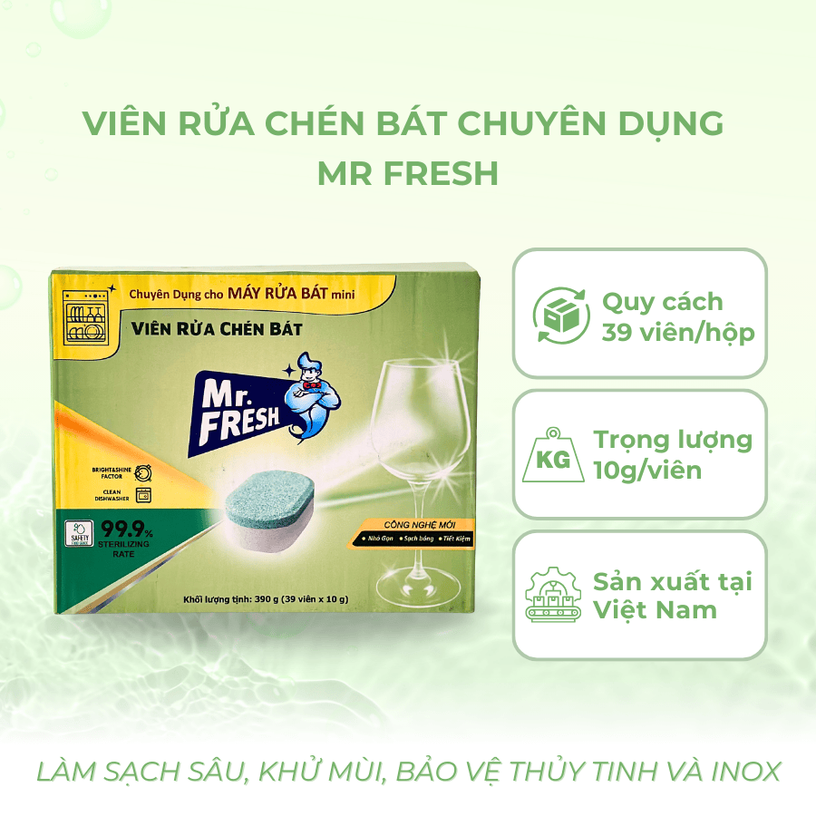 Viên Rửa Chén Bát Mr. Fresh Size Nhỏ – Hộp 39 Viên (10gr/viên)