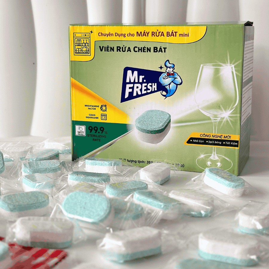 Viên Rửa Chén Bát Mr. Fresh Size Nhỏ – Hộp 39 Viên (10gr/viên)