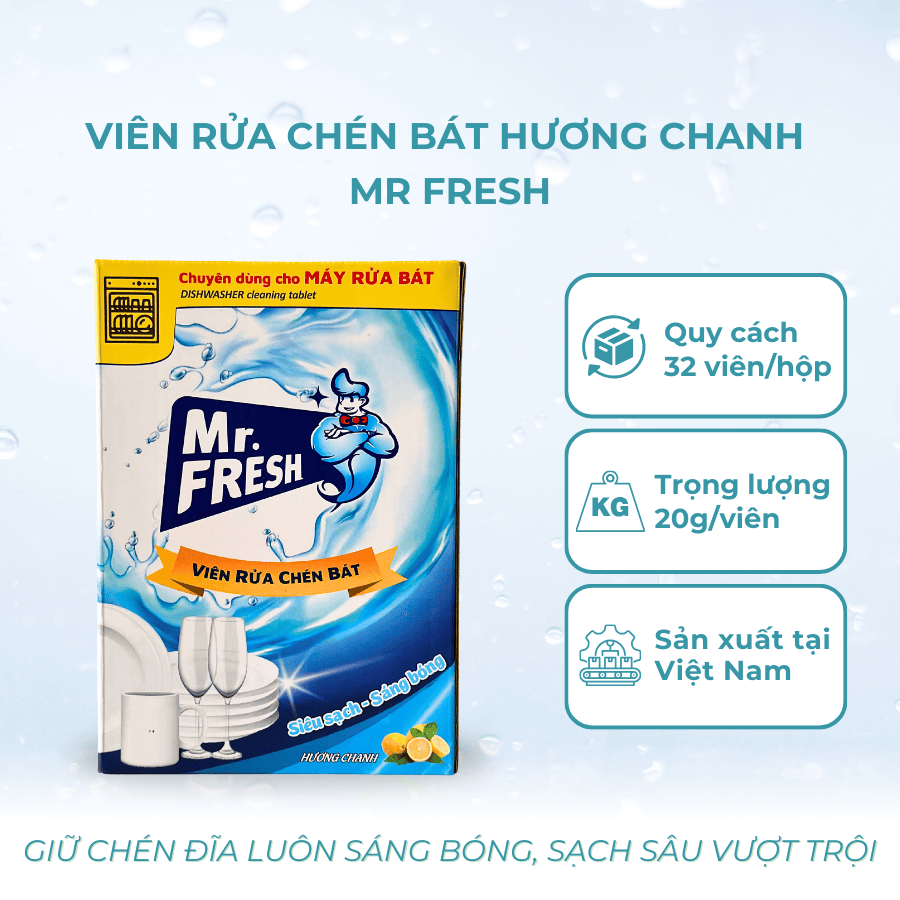 Viên Rửa Chén Bát Mr. Fresh – Hộp 32 Viên (20gr/viên)