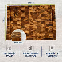 Thớt Gỗ Teak Katana KT01 (250x350mm - Dày 25mm)
