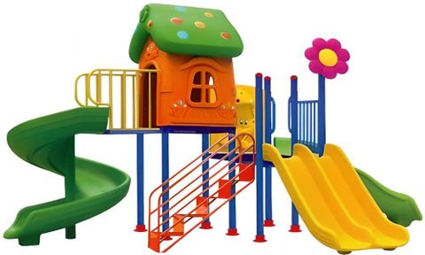 Bộ liên hoàn 3 khối nhà nấm mái xanh