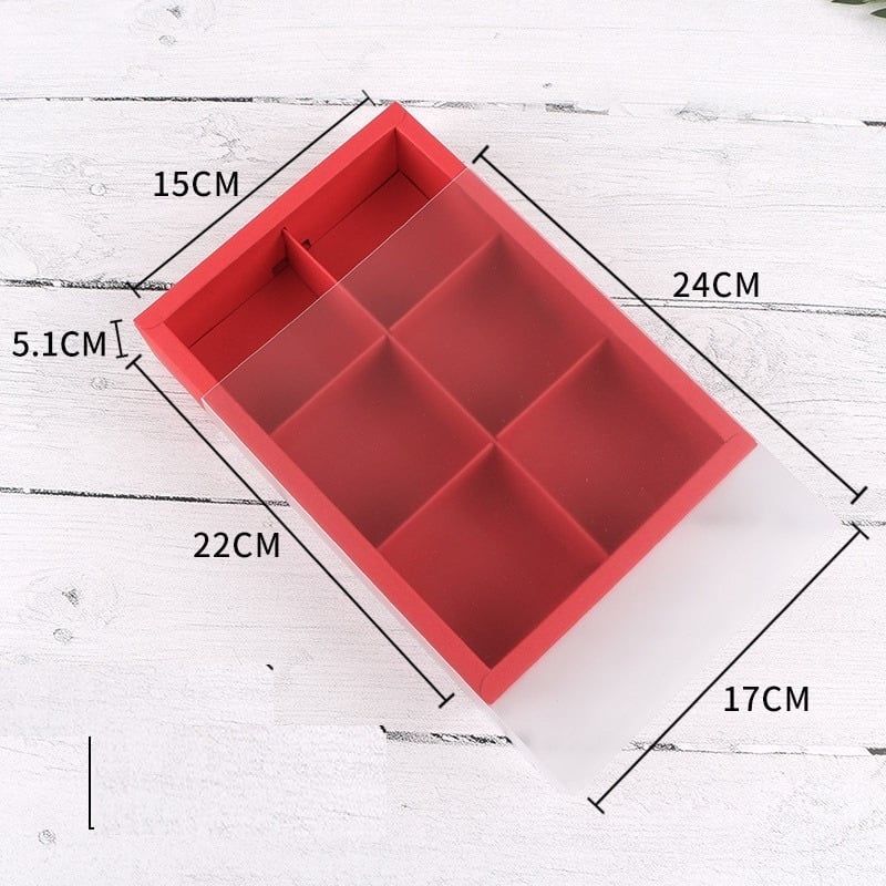 Hộp trung thu 6 bánh 80g nắp nhựa mờ đỏ