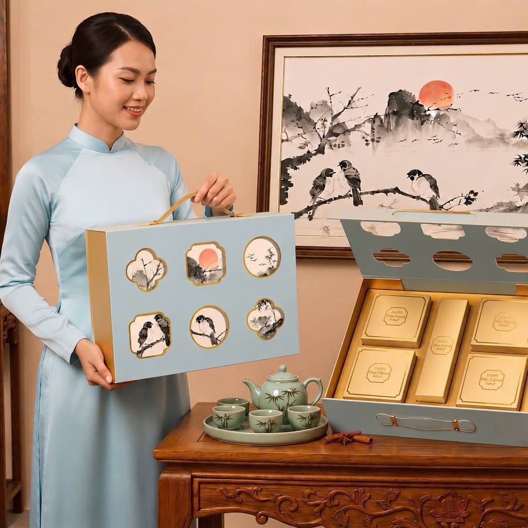 Hộp cao cấp trung thu 4 bánh trà 150g - 250g An Nhiên.