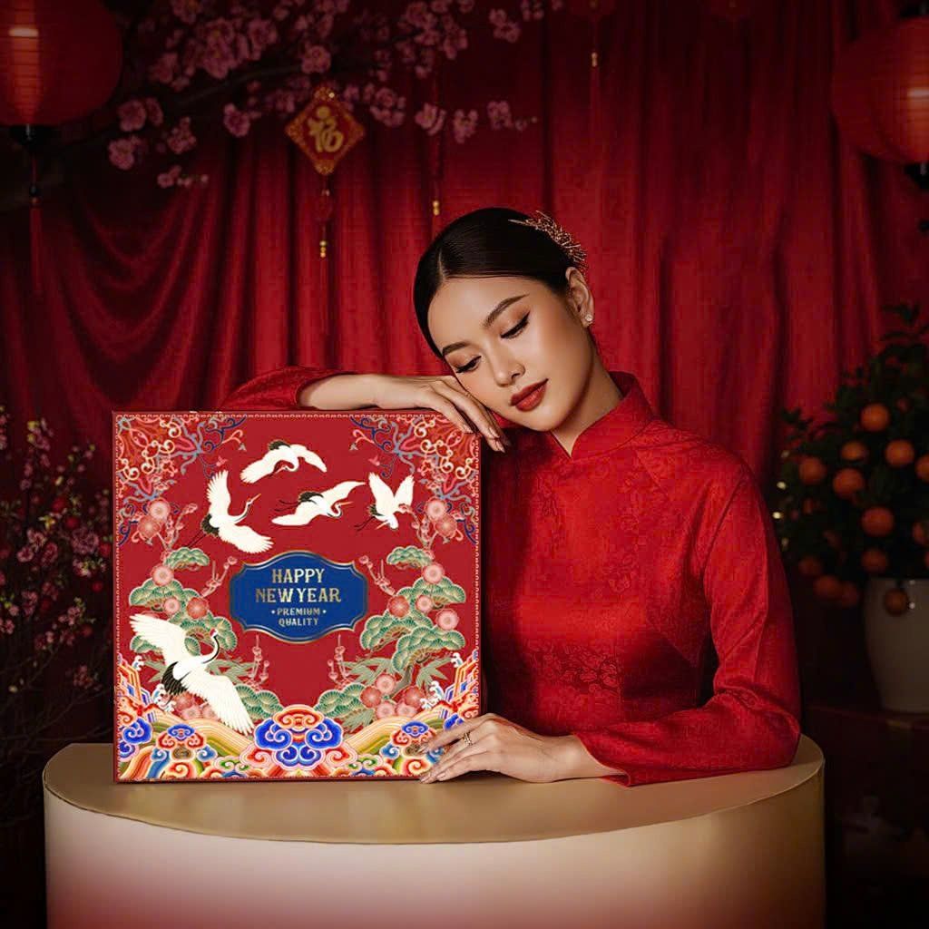 Bộ túi hộp đựng quà tết cao cấp Bảo Phúc