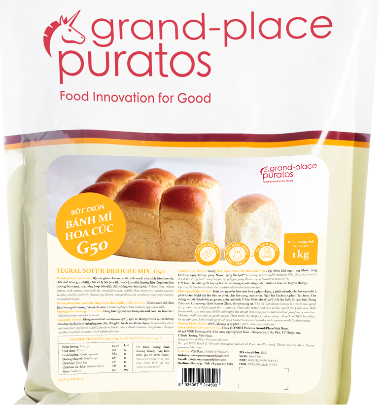 Bột trộn sẵn bánh mì hoa cúc G50 Puratos 1kg