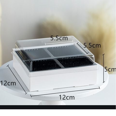 Hộp giấy trung thu 4 bánh 50g nắp nhựa trong E1212 (set 10 hộp)