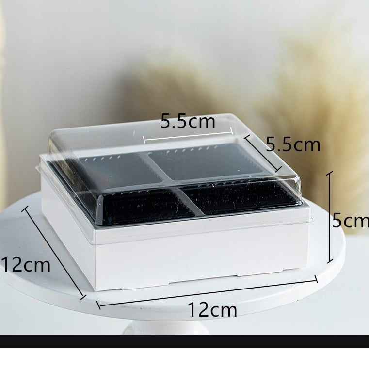 Hộp giấy trung thu 4 bánh 50g nắp nhựa trong E1212 (set 10 hộp)