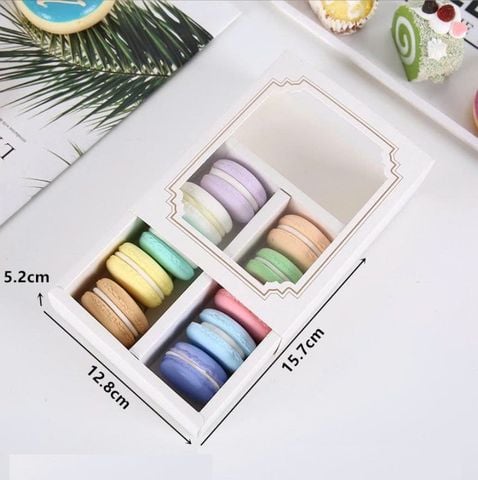 10 hộp macaroon 2 ngăn trắng